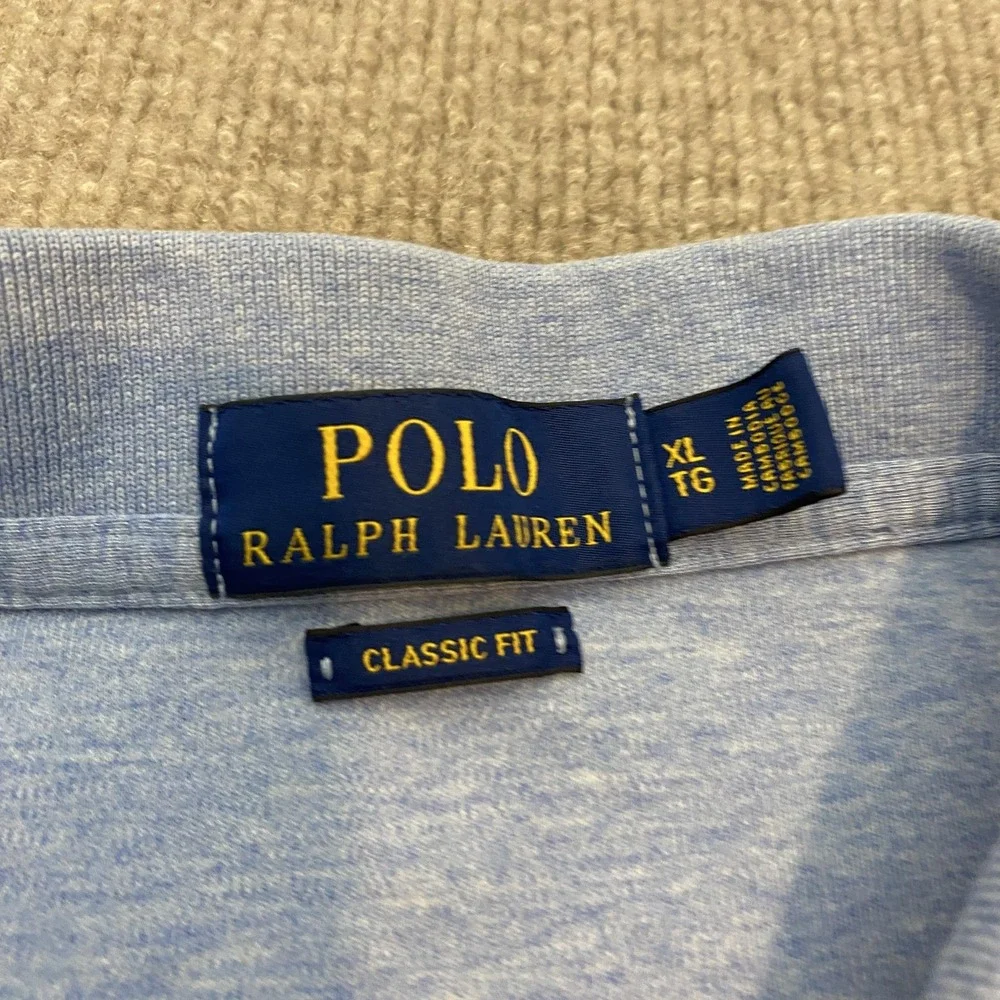 Polo Ralph Lauren Polo Shirt Mens XL Blue Heather Classic Fit Cotton Logo 90s